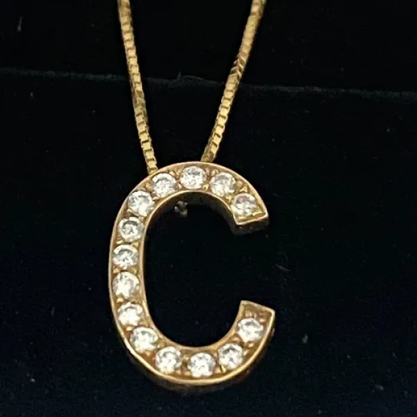 Gold Initial Pave Pendant Only - Child Size