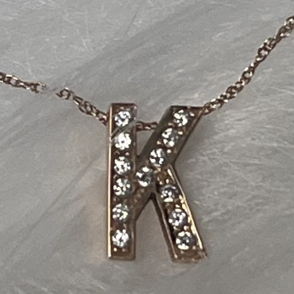 Gold Initial Pave Pendant Only - Adult Size