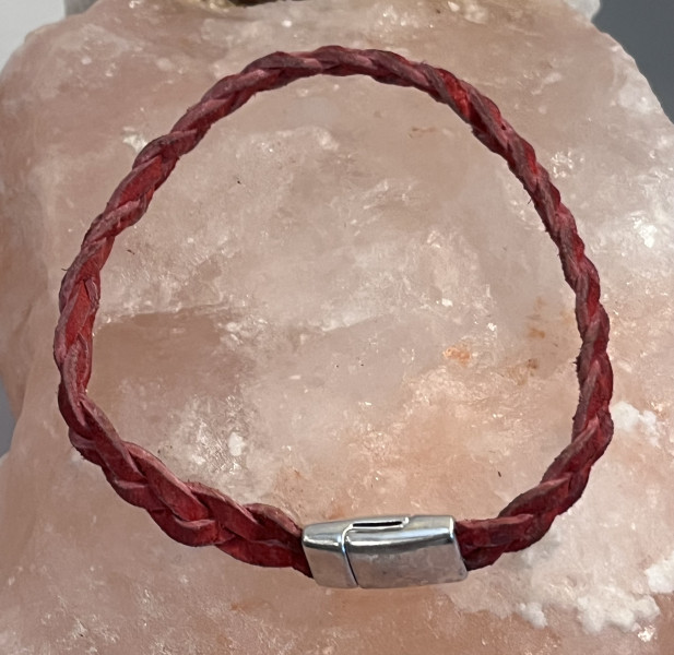 Red Leather Bracelet 10 inches
